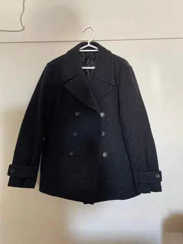 UNIQLO 울 다크 그레이 피 코트 M