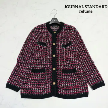 새상품급 저널 스탠다드 리룸 트위드 니트 자켓 골드 버튼 F