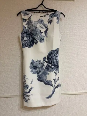 플라워 프린트 슬리브리스 미니 원피스