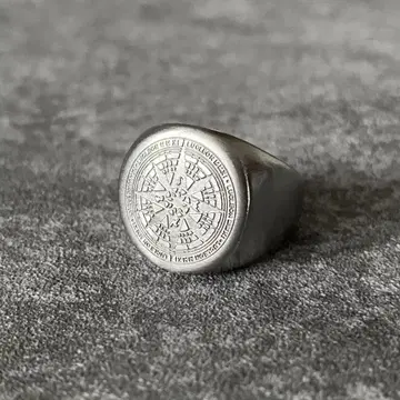 시그넷 반지 실버 나침반 스테인리스 멕시칸 주얼리