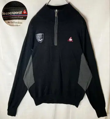 데상트 르꼬끄골프 하프 지퍼 풀오버 블랙 니트 루즈한 사이즈