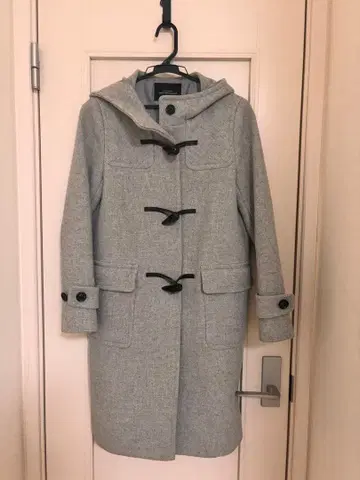 그레이 더플 코트 후드 부착