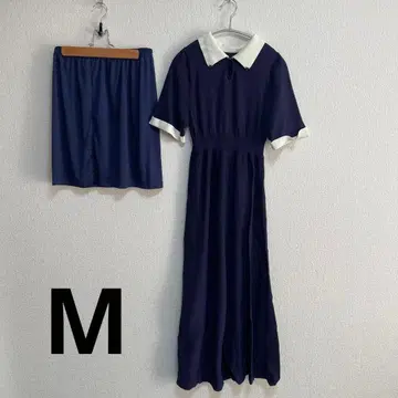 JUNOAH 반팔 바이컬러 세미 플레어 니트 원피스 (페치 스커트 세트)