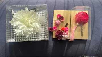 후리소데 머리 장식 성인식 졸업식 3점 일괄