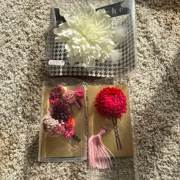 3종 세트!! 후리소데 머리 장식 성인식 졸업식 시치고산 유카타