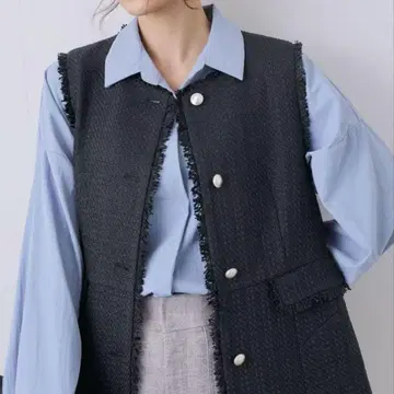 세레모니 트위드 베스트 네이비