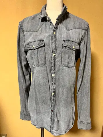 남성용 그레이 데님 셔츠 M 사이즈
