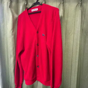 라코스테 플리스 V넥 가디건 레드
