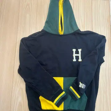 HUF 후드 부착 후드티 S 블랙/그린/노랑