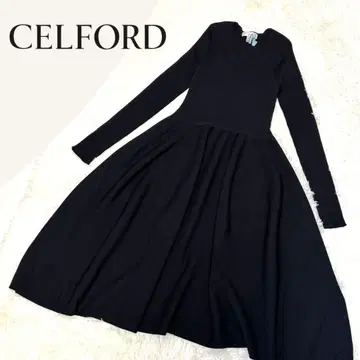 [셀포드] 니트 원피스 A라인 롱 뷰티 라인 블랙 새상품급