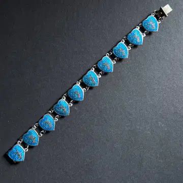 빈티지 SIAM 에나멜 번개 춤의 신 스털링 실버 팔찌