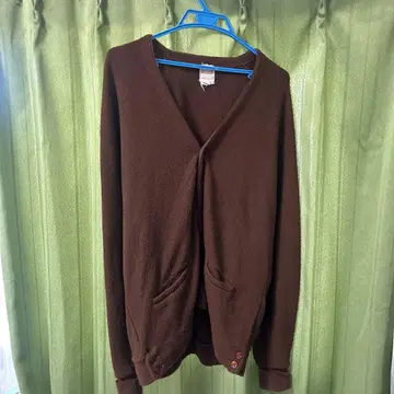 브라운 니트 가디건 V넥
