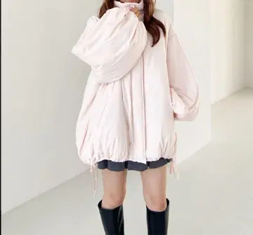 Heather 헤더 에어 서멀 스탠드 넥 블루종 핑크