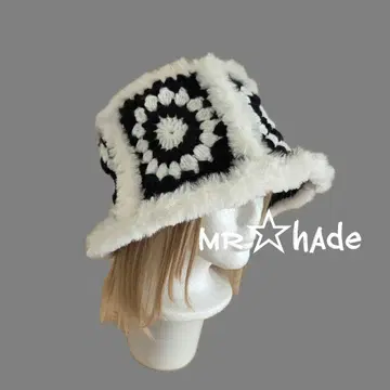 버킷햇 모티브 크로쉐 퍼 햇 비니