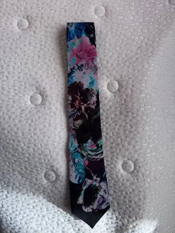 LAD MUSICIAN 꽃무늬 슬림 넥타이 블랙/멀티 컬러
