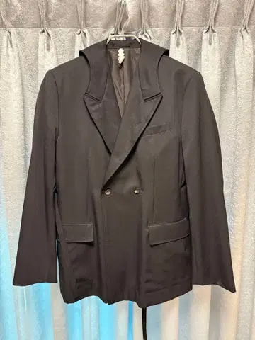 블랙 테일러드 자켓 더블 버튼