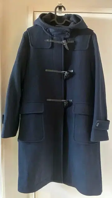 네이비 더플 코트 후드 부착 무인양품