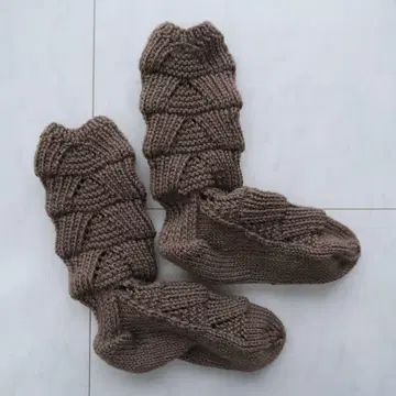 손뜨개질 양말 곰 발자국 양말 브라운 2
