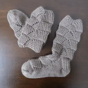 손뜨개질 양말 곰 발자국 양말 브라운 2