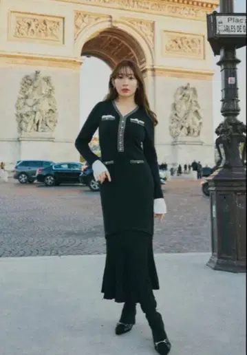 Herlipto Isaline 롱 니트 드레스