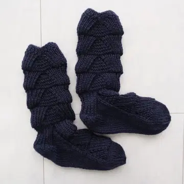 손뜨개질 양말 곰 발자국 양말 네이비 컬러 2