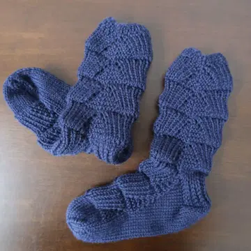 손뜨개질 양말 곰 발자국 양말 네이비 컬러 2