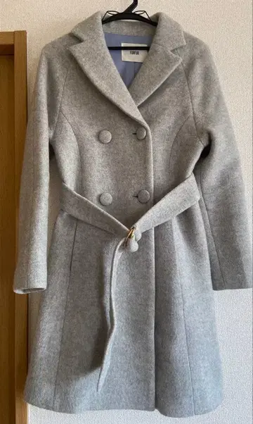 FURFUR 그레이 더블 브레스트 롱 코트