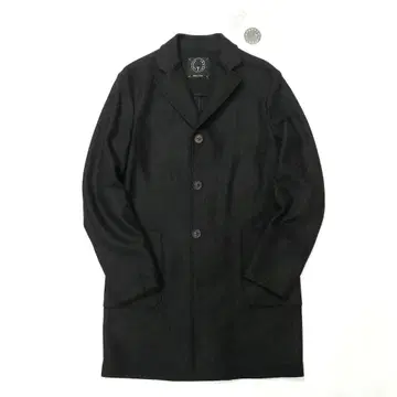 T-JACKET / 새상품 블랙 헤링본 싱글 체스터 코트