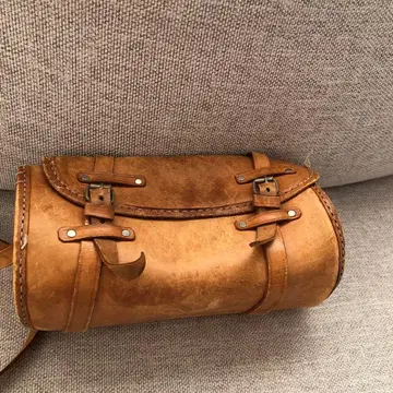 가죽 원형 백 브라운