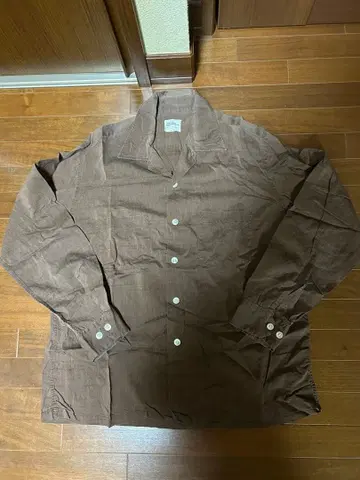 Stetson 브라운 코튼 오픈 카라 셔츠 16-L-16