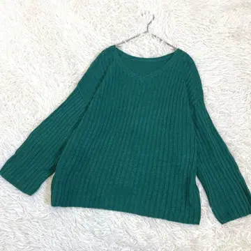 저널 스탠다드 레리움 린넨 100% 루즈핏 니트 그린 일본제