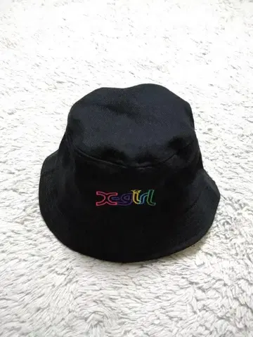 엑스걸 X-girl 모자 면100% 블랙 컬러 컬러풀 자수 로고 56cm