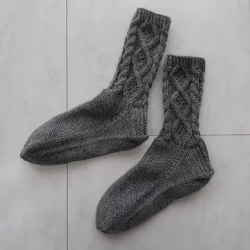 손뜨개질 양말 아란 편직 그레이 2