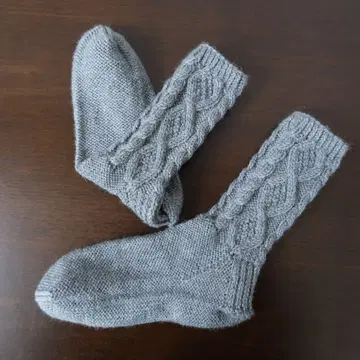 손뜨개질 양말 아란 편직 그레이 2