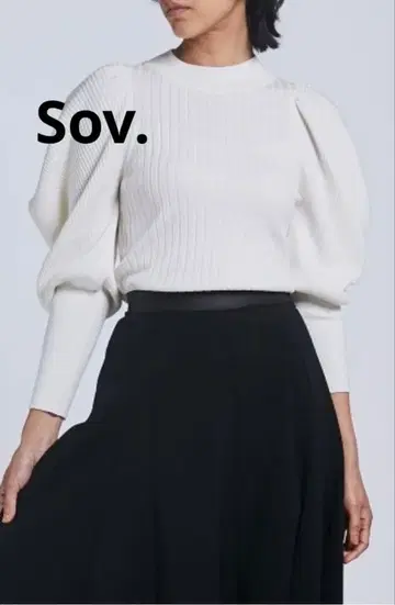Sov. 소브 긴팔 퍼프 슬리브 니트 화이트