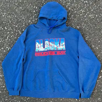 80년대 USA 알래스카 후드 맨투맨 플로키 프린트 레어