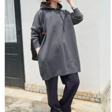 Spick&Span 오버 사이즈 후디드 니트 그레이