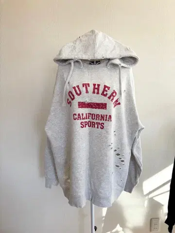 REmasterd 데미지 가공 그레이 후드 맨투맨