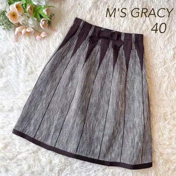 컨디션 최상 M'S GRACY 리본 니트 스커트 브라운 40
