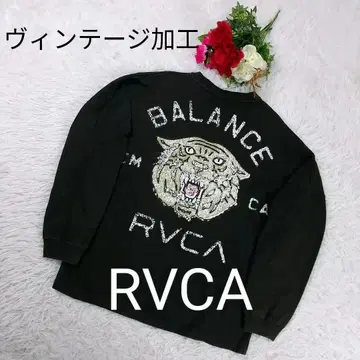 [빈티지 가공] RVCA 루카 빅 타이거 롱T 양면 프린트 블랙