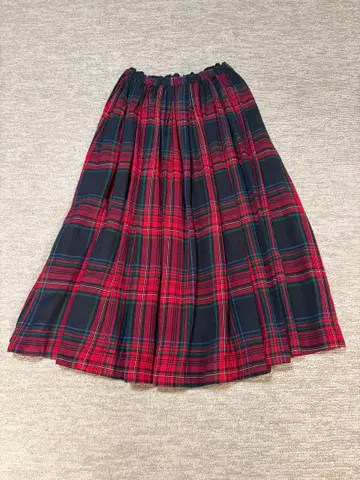 스튜디오 클립 린넨 레이온 체크 개더 스커트