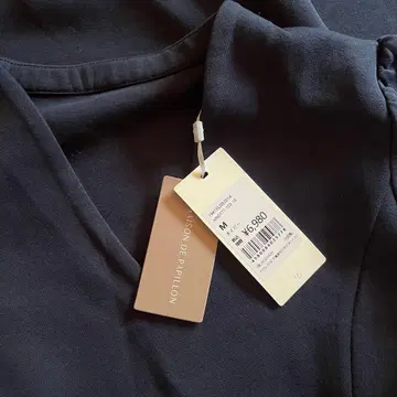 V넥 긴팔 티셔츠 원피스 네이비