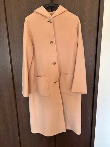 Spick and Span 후드 부착 롱 코트 핑크