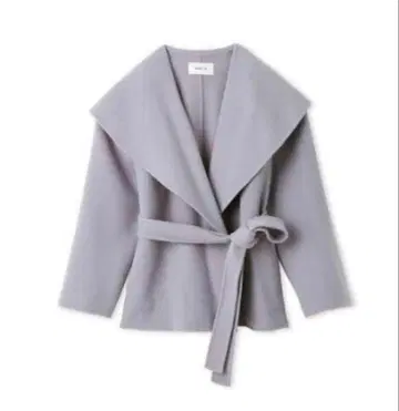 그레이 울 혼방 랩 코트