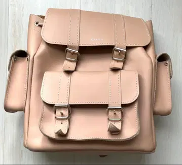 그래피아 핑 베이지 가죽 백팩