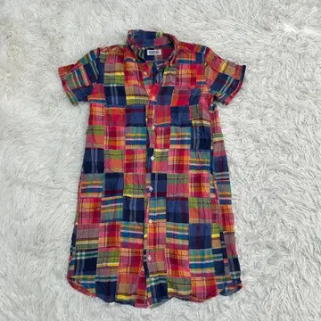 BEAMS BOY 빔즈 보이 컬러풀 체크 무늬 셔츠 원피스