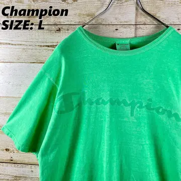 Champion 반팔 셔츠 연한 녹색 후염 빅 로고