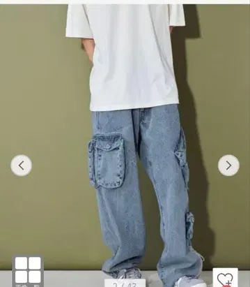 CITEN 멀티 포켓 데님 플라이트 팬츠 L