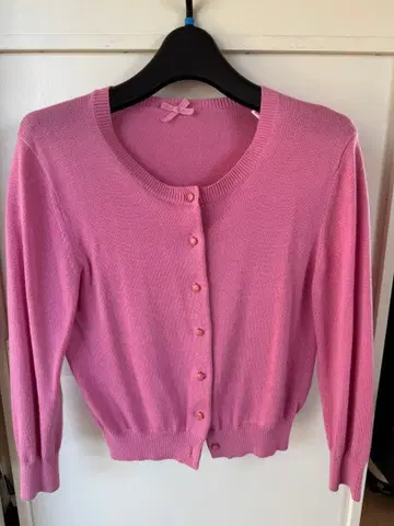 핑크 니트 가디건 긴팔