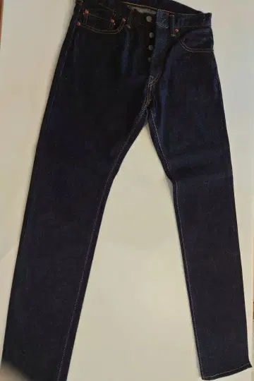 모모타로 진즈 출진 w29 빨간 귀 슬림 15.7oz 버튼 플라이